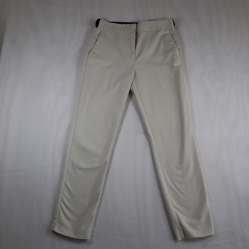 Zara Straight Leg Trousers Women's Small White Cigarette Ankle Length Slim‎ Fit
